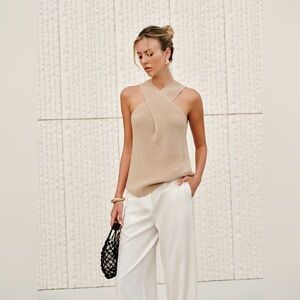 Commense Beige Halter Top, NWT, Size Large